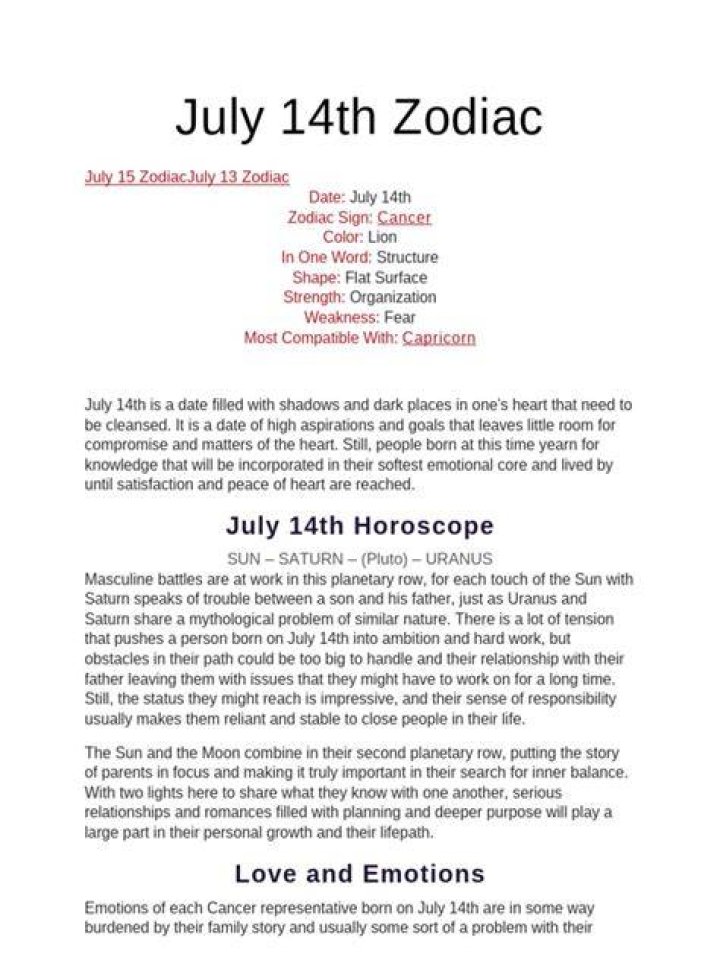 Unveiling The Mysteries Of The 14th July Zodiac Sign